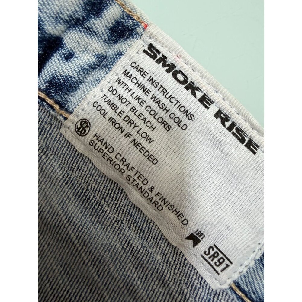 Smoke Rise Jean Shorts Mens 42 Paint Splatter Distressed Stretch Streetwear - Picture 4 of 9